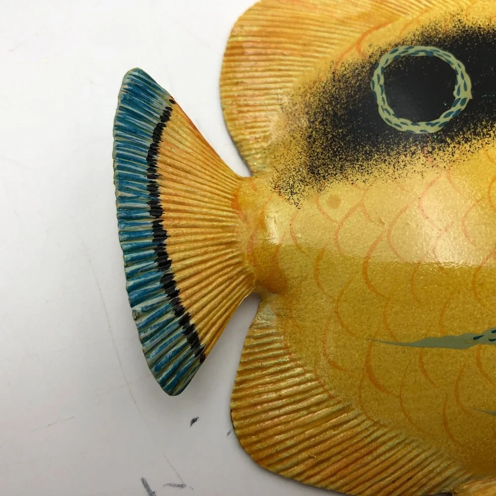 Vintage Don Edmond Studio Artist Mirror Butterflyfish Wall Hanging Sculpture 6